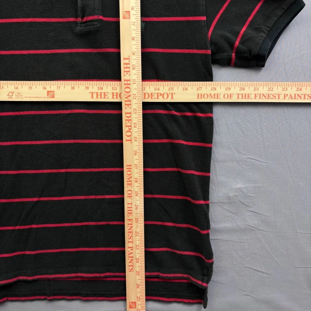 Polo Ralph Lauren Kids XL 18-20 Black Red Striped Cotton Pique Polo Shirt Preppy